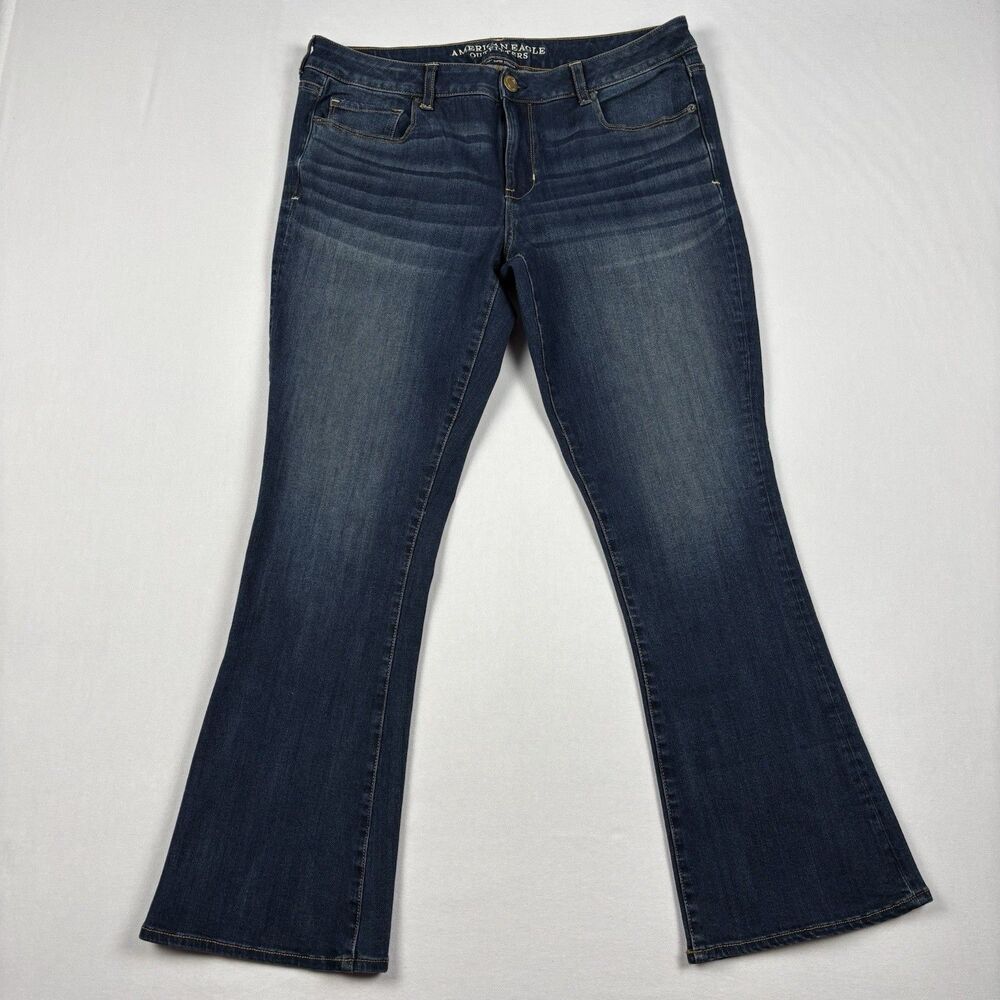 American Eagle Jeans Skinny Kick Boot Cut 360 Super Stretch Womens Size 16 Blue